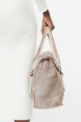 Prada Brown Suede & Shearling Shoulder Bag