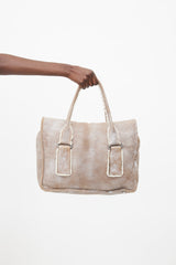 Prada Brown Suede & Shearling Shoulder Bag