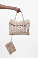 Prada Brown Suede & Shearling Shoulder Bag
