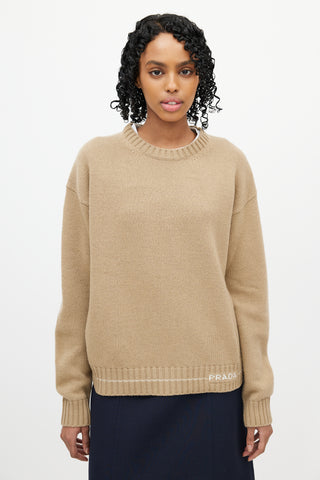 Prada Brown & White Wool Knit Sweater