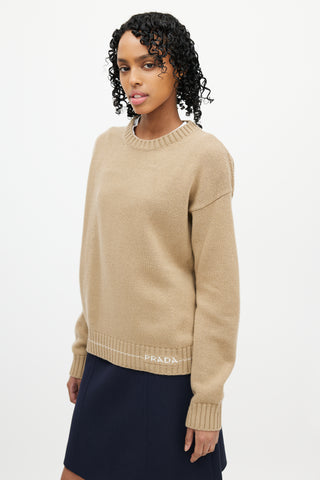 Prada Brown & White Wool Knit Sweater