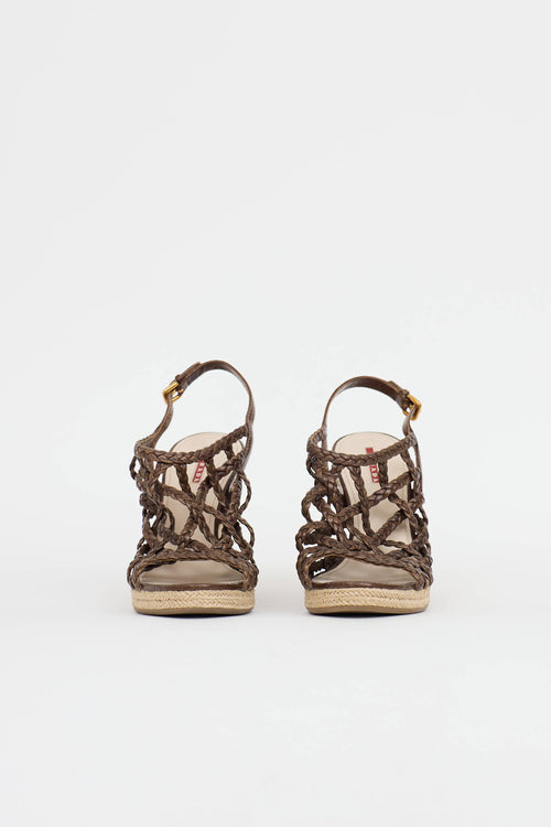 Prada Woven Wedge Sandal