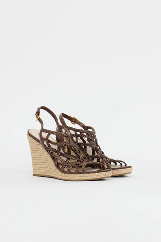 Prada Woven Wedge Sandal