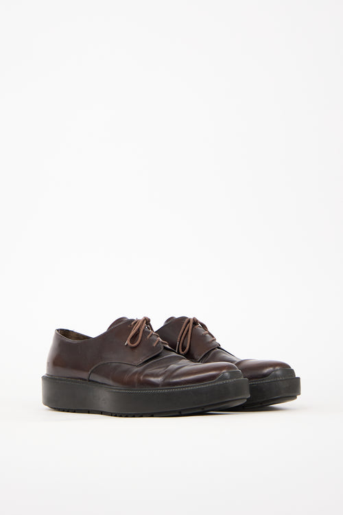 Prada Brown Leather Lace Up Derbys