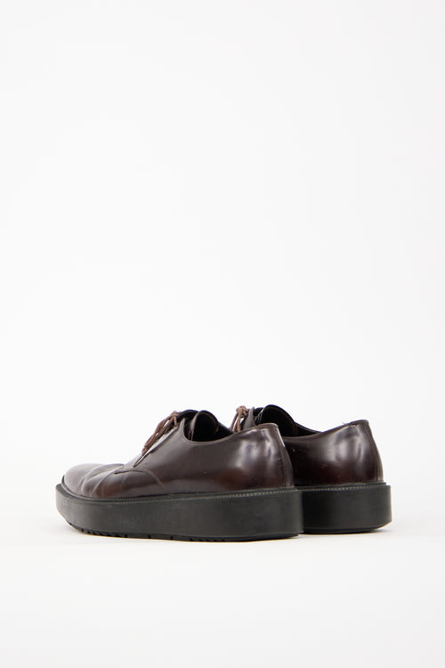 Prada Brown Leather Lace Up Derbys