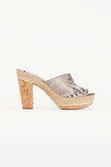 Prada Brown Textured Leather Heeled Sandal