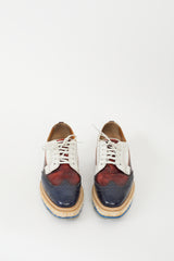 Prada White & Multi Leather Espadrille Platform Brogue