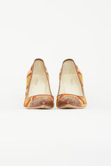 Prada Brown & Multicolour Geometric Print Pump