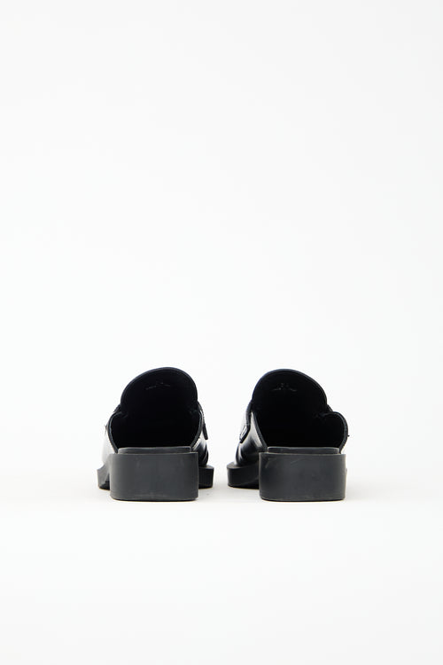 Prada Brushed Leather Logo Mule