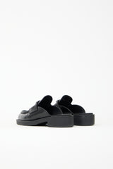 Prada Brushed Leather Logo Mule