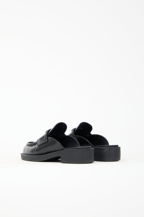 Prada Brushed Leather Logo Mule