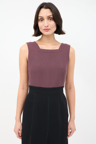 Prada Burgundy & Black Colourblock Kick Pleat Dress