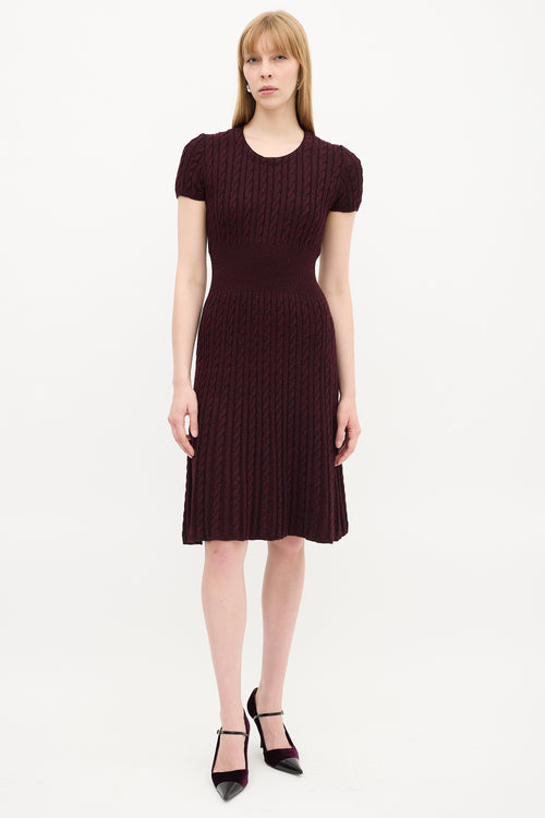 Prada // Burgundy Cable Knit A-Line Midi Dress VSP Consignment Prada // Burgundy Cable Knit A-Line Midi Dress VSP Consignment
