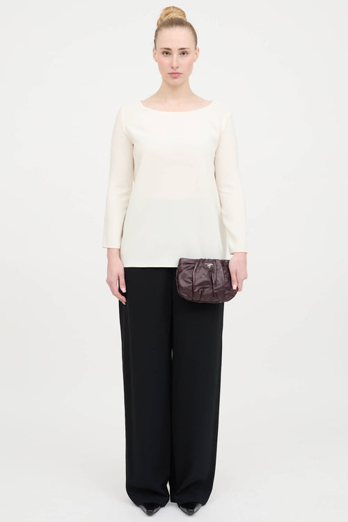 Leather Pleated Clutch