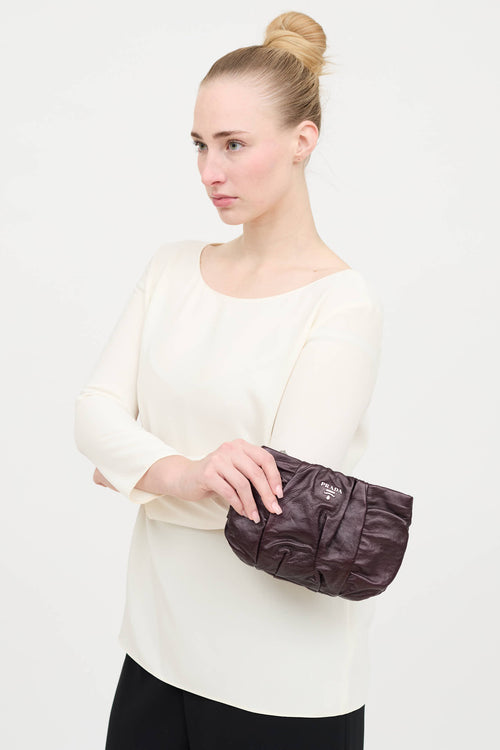 Leather Pleated Clutch