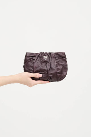 Leather Pleated Clutch