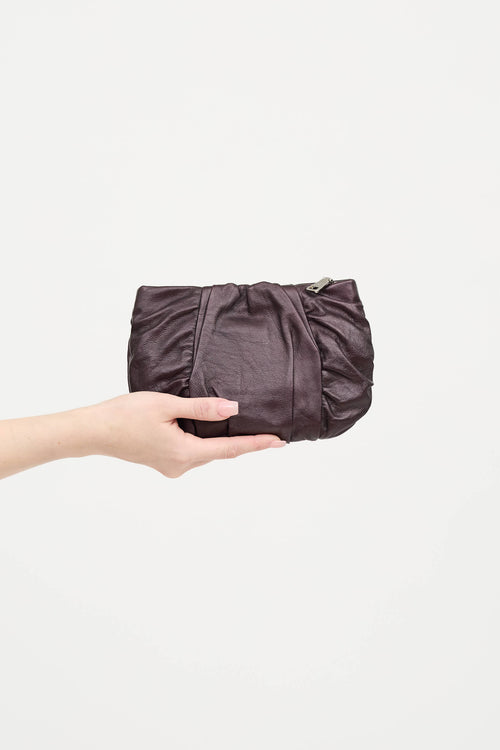 Leather Pleated Clutch