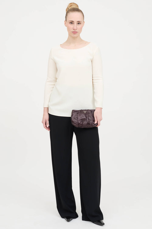 Leather Pleated Clutch