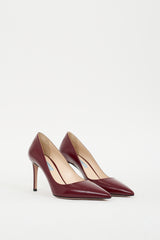 Prada Burgundy Patent Saffiano Leather Pump