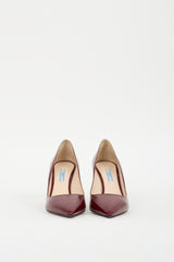 Prada Burgundy Patent Saffiano Leather Pump
