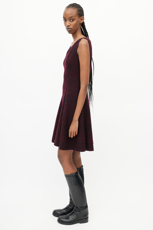 Prada Burgundy Wool V-Neck Dress