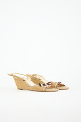 Prada Canvas Flower Wedge Sandal