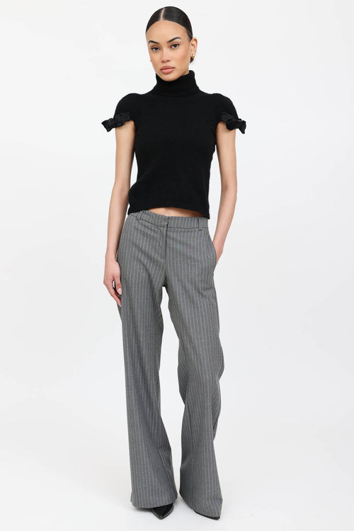 Prada Cashmere Turtleneck Bow Top