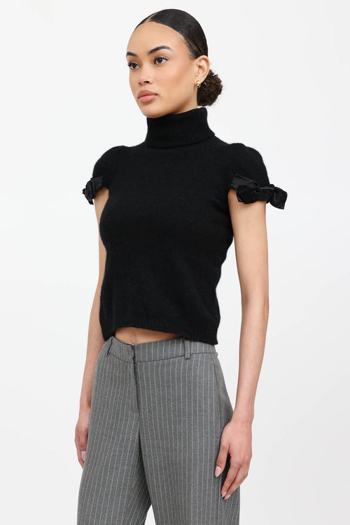 Prada Cashmere Turtleneck Bow Top