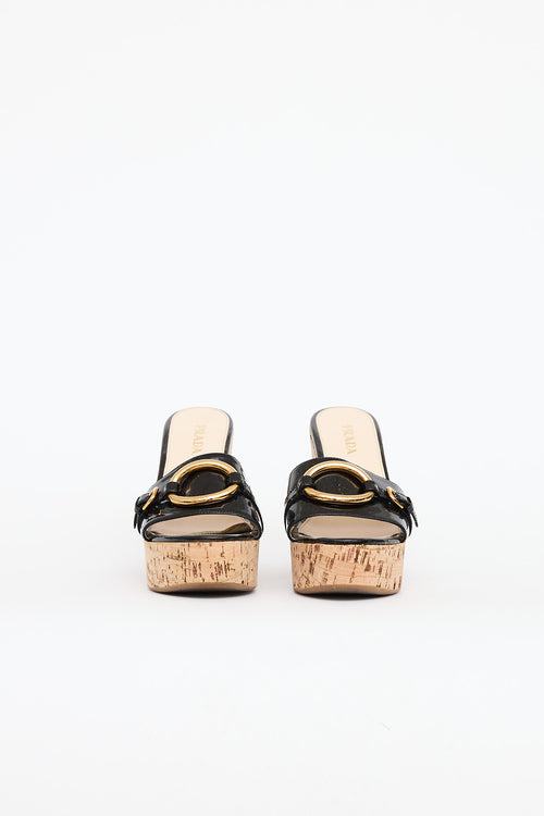 Prada Patent Cork High Heel Mules