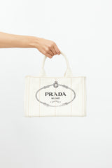 Prada Cream Canvas Canapa Logo Crossbody Bag
