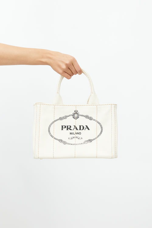 Prada Cream Canvas Canapa Logo Crossbody Bag