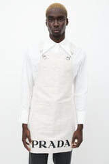 Prada Cream Canvas & Linen Logo Apron