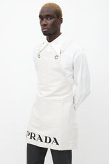 Prada Cream Canvas & Linen Logo Apron