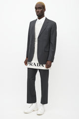 Prada Cream Canvas & Linen Logo Apron