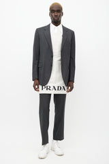 Prada Cream Canvas & Linen Logo Apron