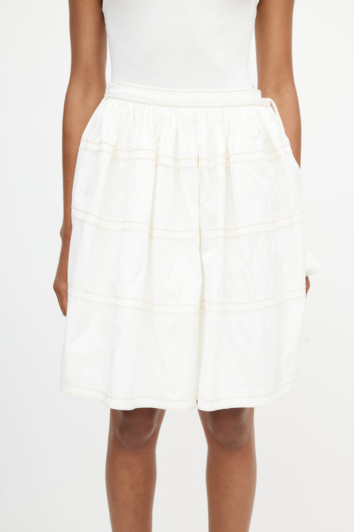 Prada Cream Embroidered Tassel Skirt