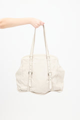 Prada Cream Leather Tote Bag