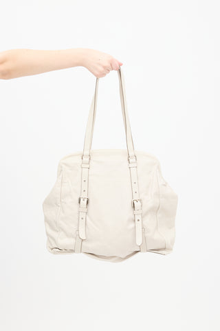 Prada Cream Leather Tote Bag