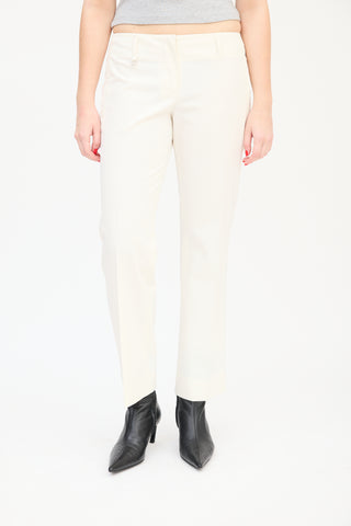 Prada Cream Nylon Straight Leg Trousers