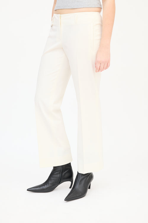 Prada Cream Nylon Straight Leg Trousers