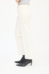 Prada Cream Nylon Straight Leg Trousers
