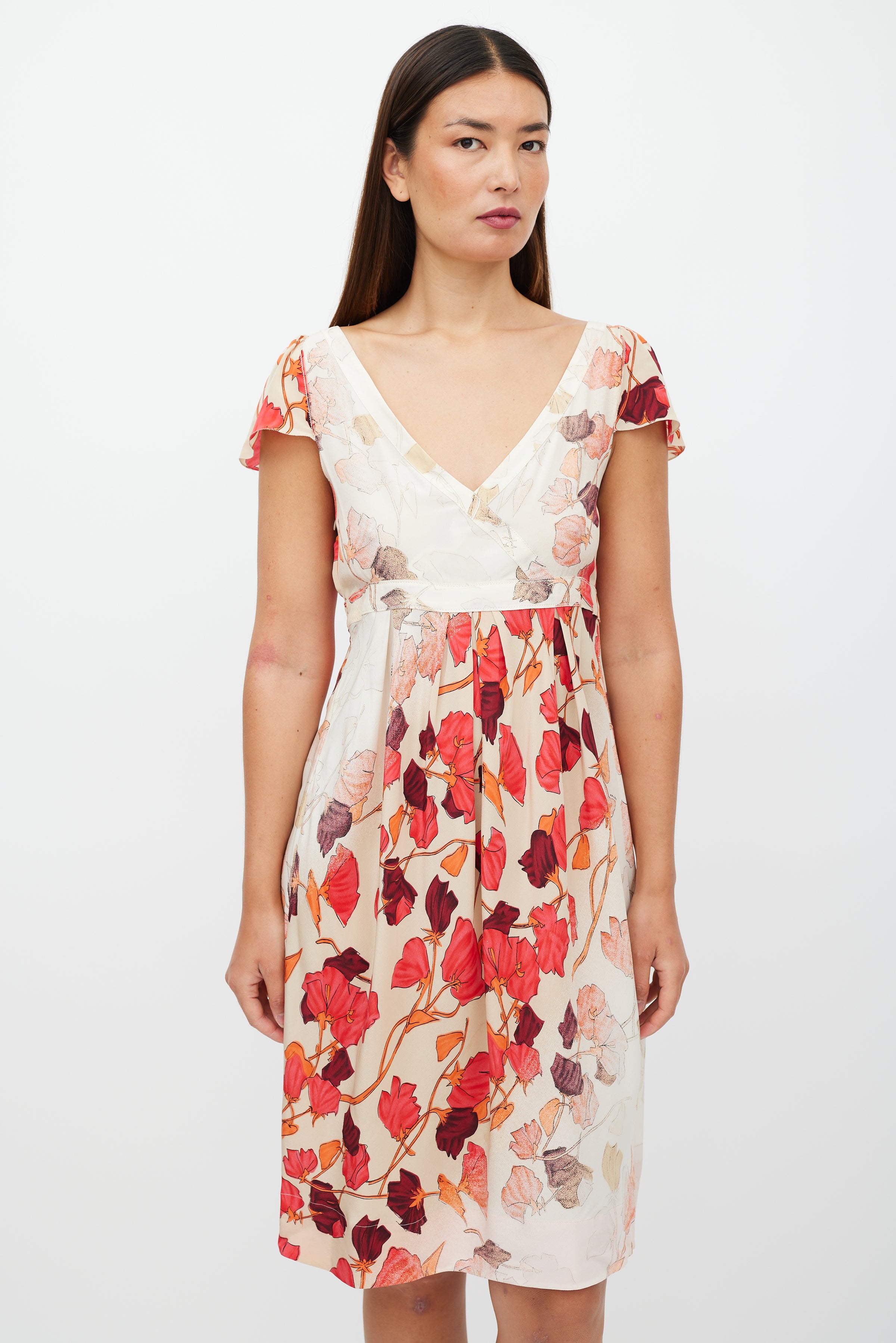 prada red flower dress Red Soft poplin dress