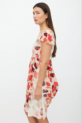 Prada Cream & Red Leaf Dress