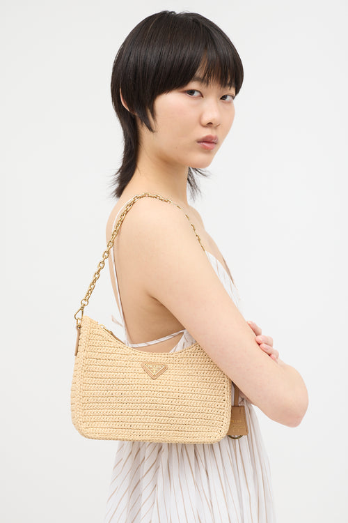 Prada Crochet Raffia Re-Edition 2005 Shoulder Bag