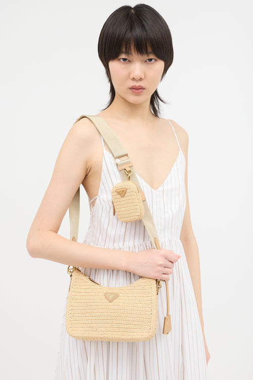 Prada Crochet Raffia Re-Edition 2005 Shoulder Bag