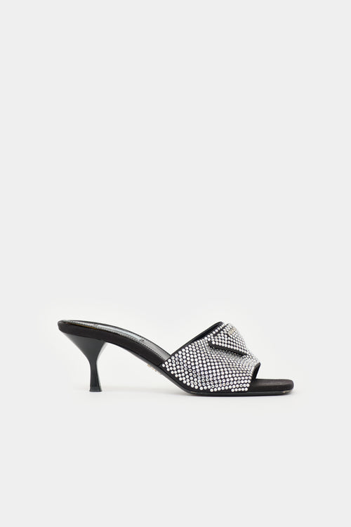 Prada Crystal Logo Mule