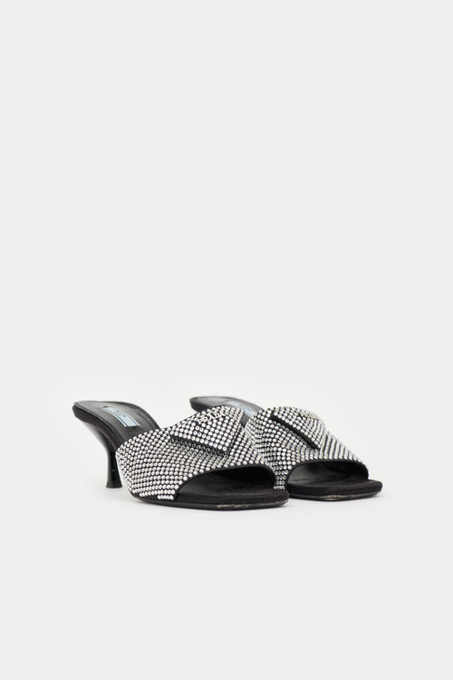 Prada Crystal Logo Mule