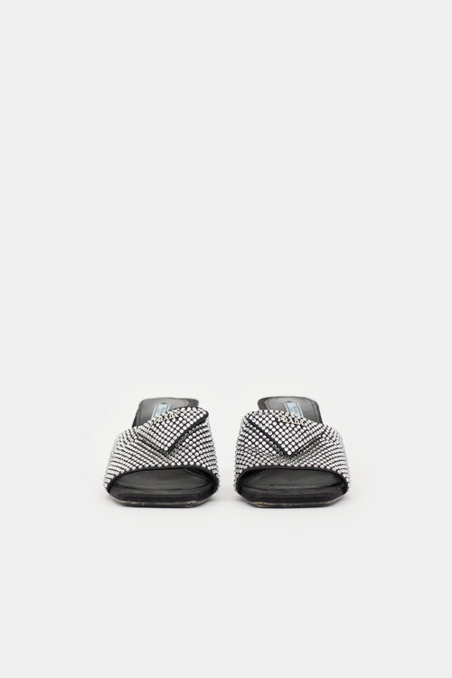 Prada Crystal Logo Mule