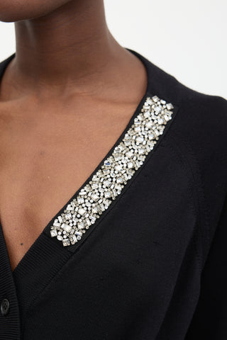 Prada Crystal Embellished Tie Cardigan