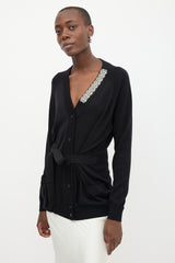 Prada 2018 Crystal Embellished Tie Cardigan